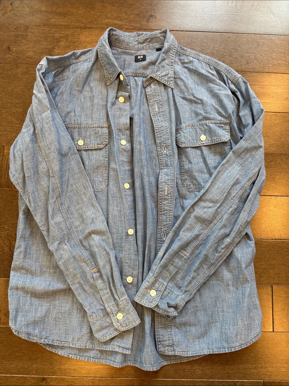 Men's Denim Button-Up Shirt Jacket - Light Blue